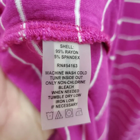 Calvin Klein Women's Magenta White Stripe Short Sleeve Jersey Knit Maxi Dress 6 - Picture 5 of 6